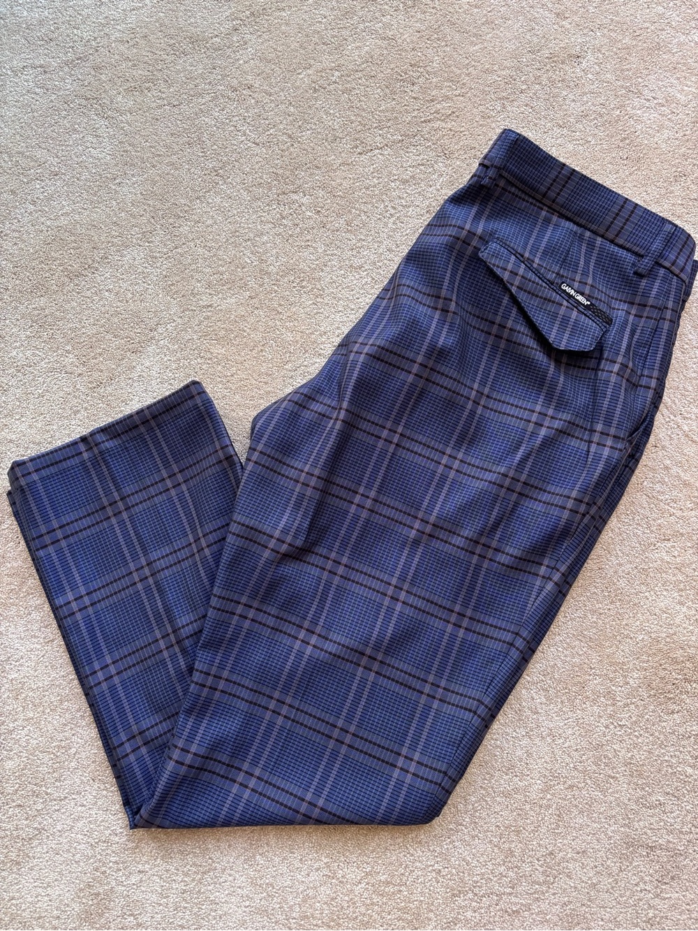 Galvin Green Golf Pants Blue/Black/Orange Plaid 38/29